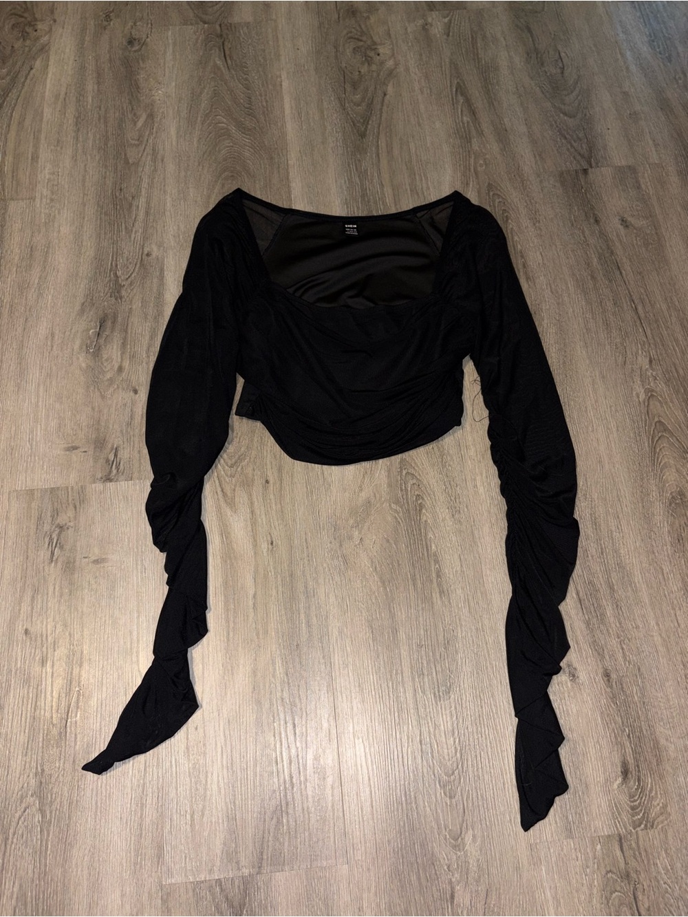 SHEIN | Black Mesh Cropped Longsleeve